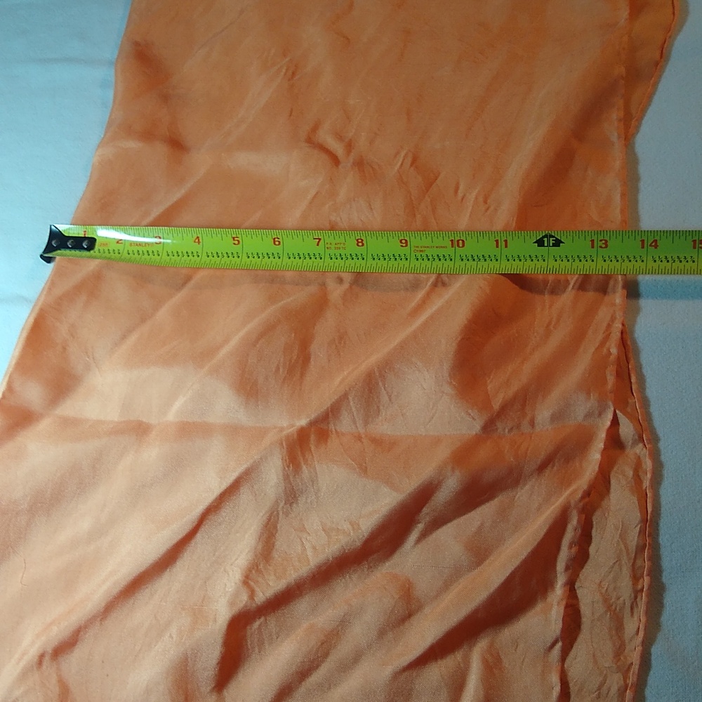 Silk Scarf Hand-Rolled Edge * Vibrant Creamsicle Orange - Picture 6 of 7